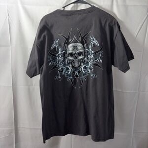 2001 Y2K Top Heavy Metal Skull Dragons Vintage T-shirt Jnco Nu Metal XL Biker